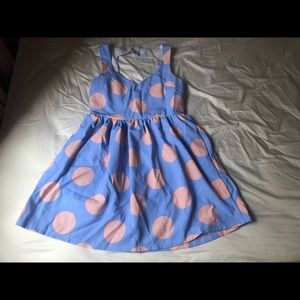 Blue and Pink Polka Dot Dress Medium